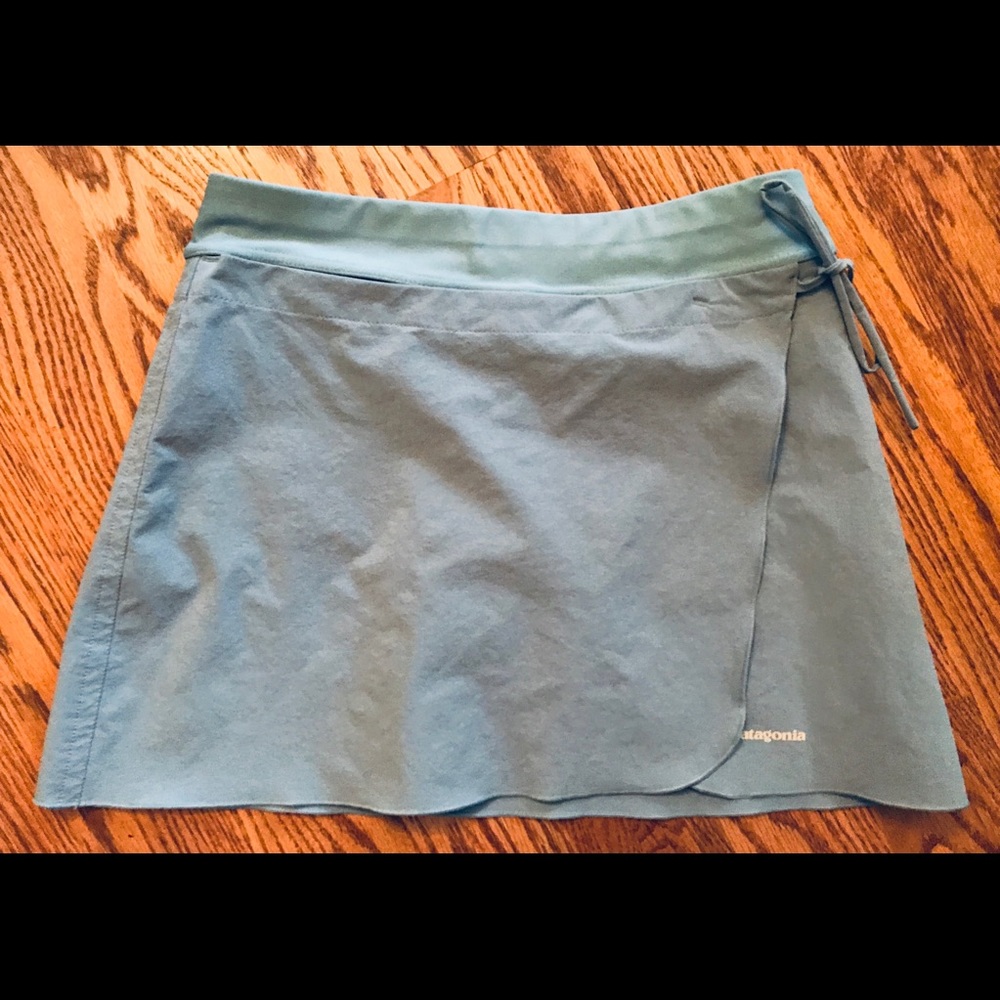 PATAGONIA S Light Blue Wrap Mini Skort Skirt